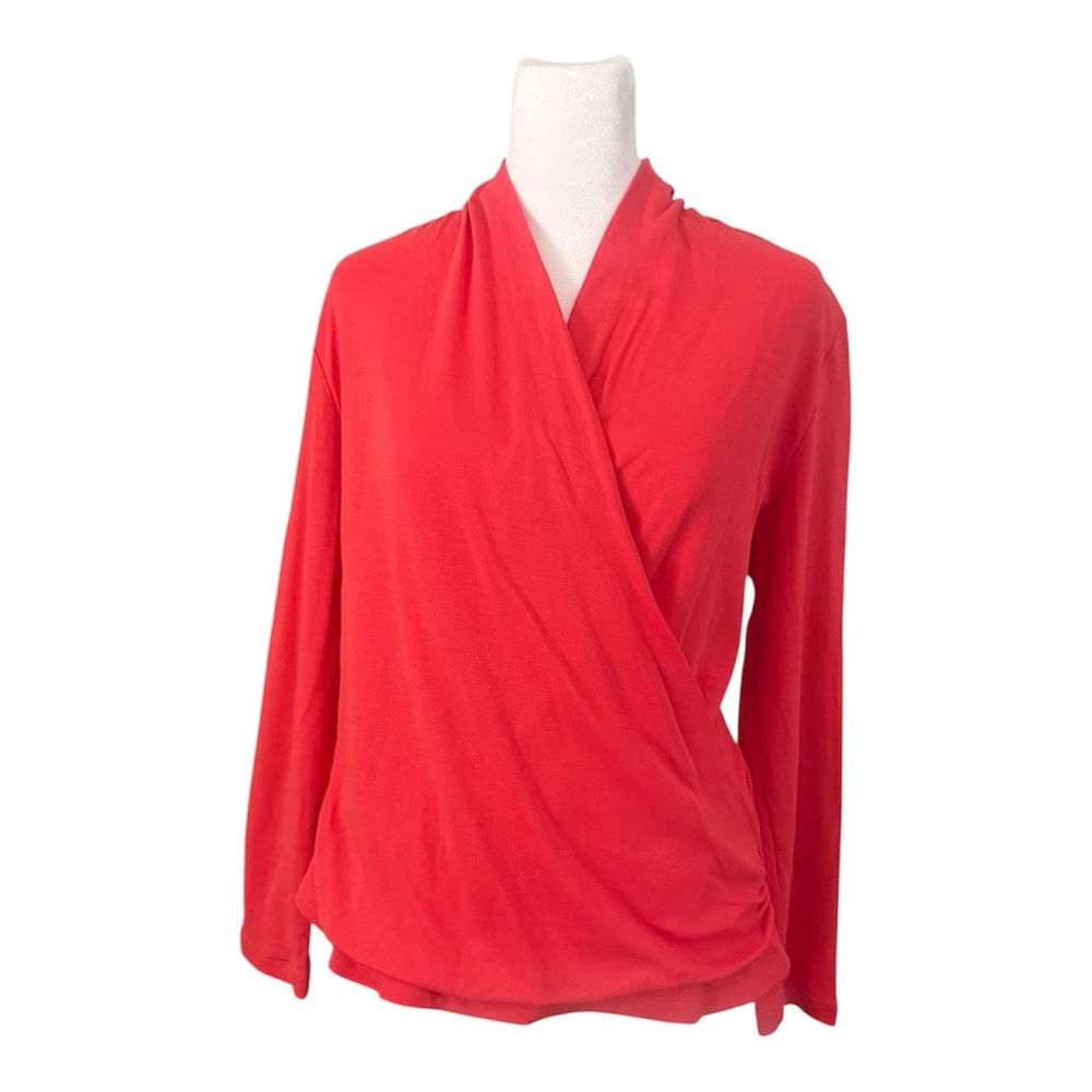 Maeve Anthropologie Pink Long Sleeve Wrap Blouse Medium